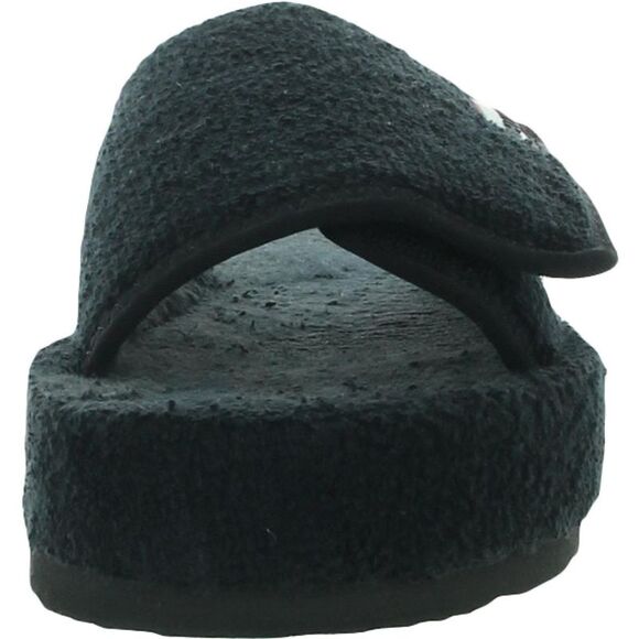 Hunter Womens Terry Towelling Black Cotton Slides Flat Sandals Sandals NWT - Picture 2 of 3